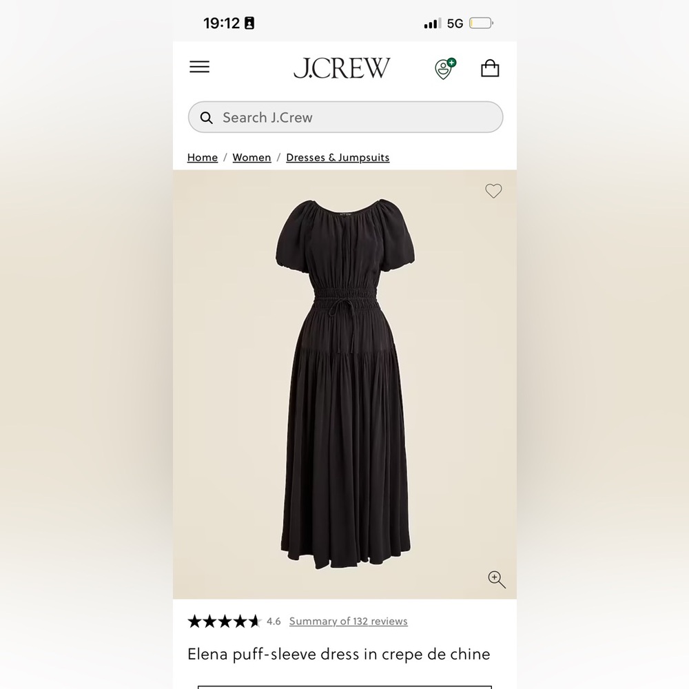 J. Crew Elena Puff Sleeve Dress in Crepe de Chine